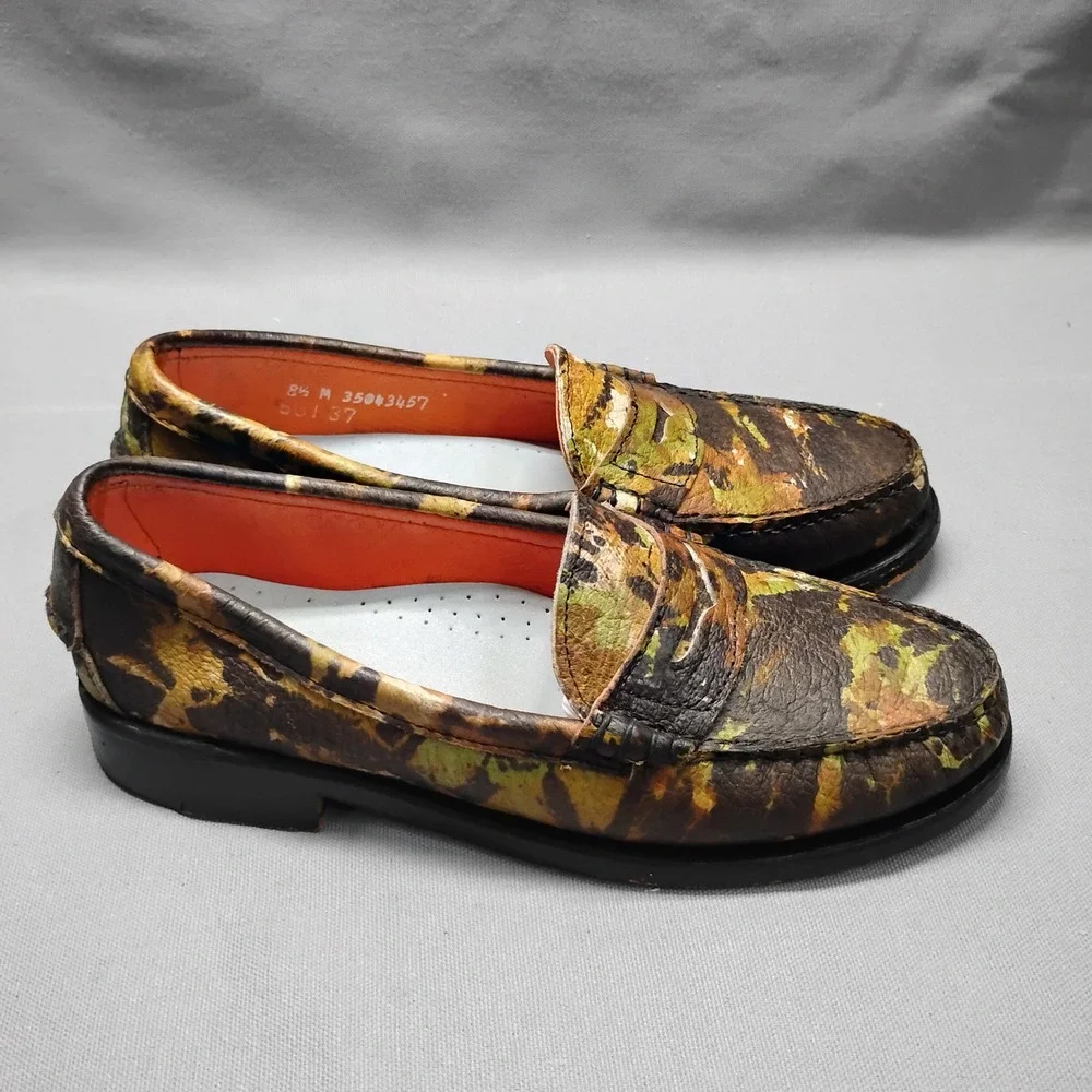 Sebago for Six Degrees Camo Leather Penny Loafers Womens 8.5 B50137